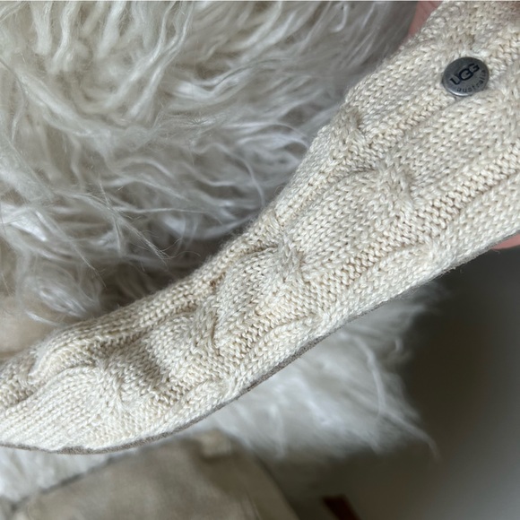 UGG Beige Knit Slippers with Pom Pom - Picture 7 of 13